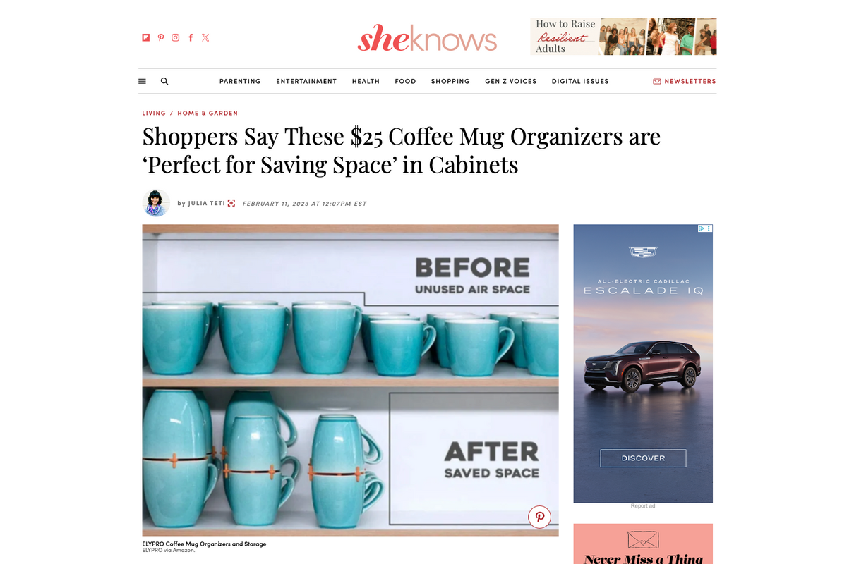 SheKnows Features the ELYPRO Mug Stacker