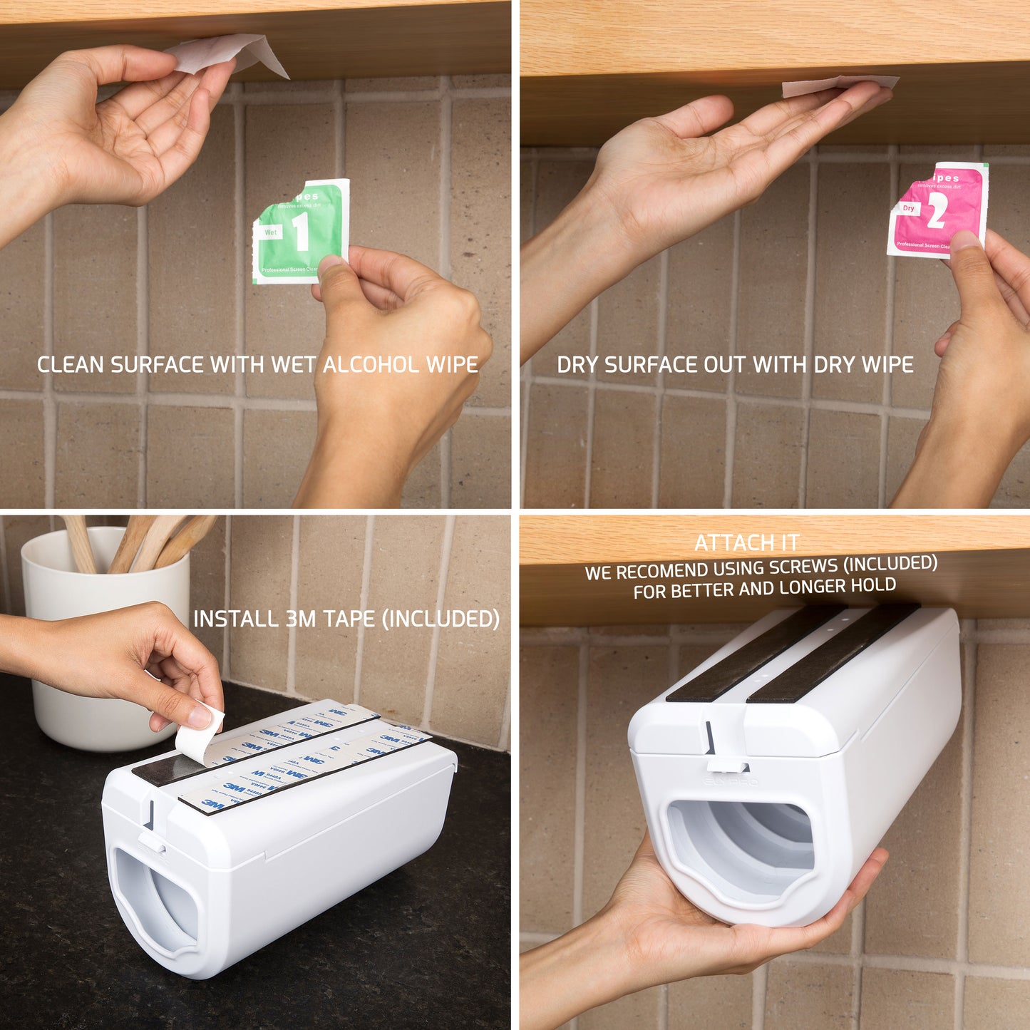 Ziplock Bag Dispenser — Under-Cabinet Storage for Sandwich & Snack Bags