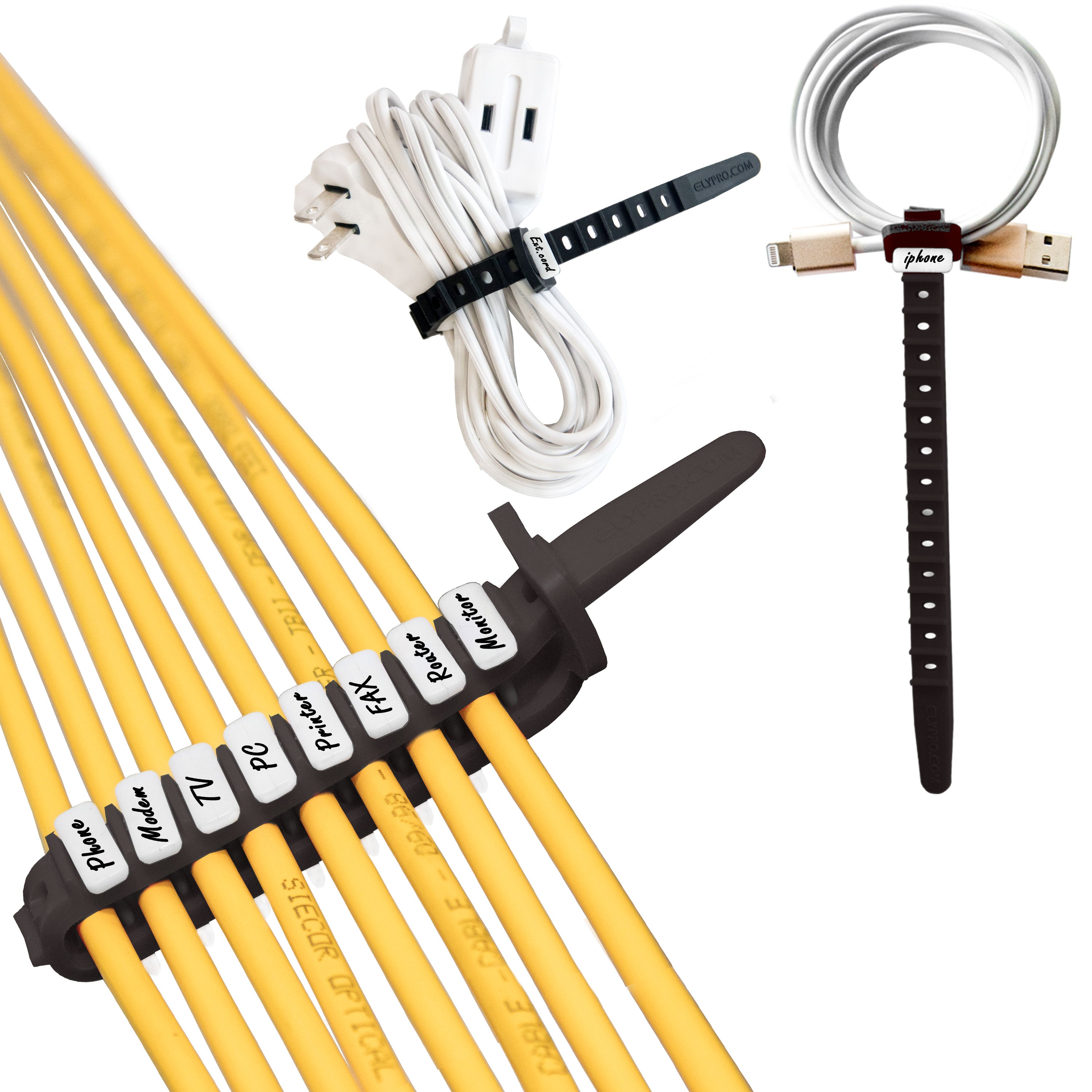 Reusable Cable Ties with Labels — 8-Pack Cord Organizer for Home, Office & Travel