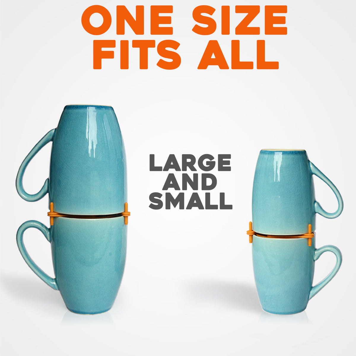 Mug Stackers 6-Pack — Stackable Cabinet Organizers for Coffee Mugs & Glasses