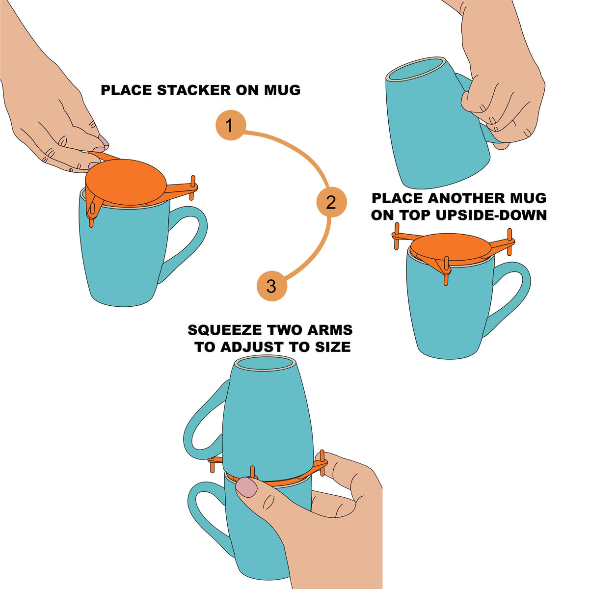Mug Stackers 6-Pack — Stackable Cabinet Organizers for Coffee Mugs & Glasses