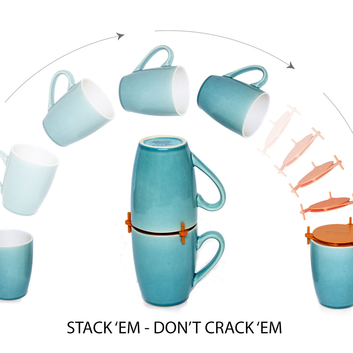 Mug Stackers 6-Pack — Stackable Cabinet Organizers for Coffee Mugs & Glasses