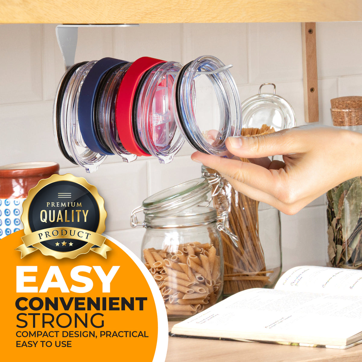 Tumbler Lid Organizer — Under-Cabinet Storage for Tumbler Lids